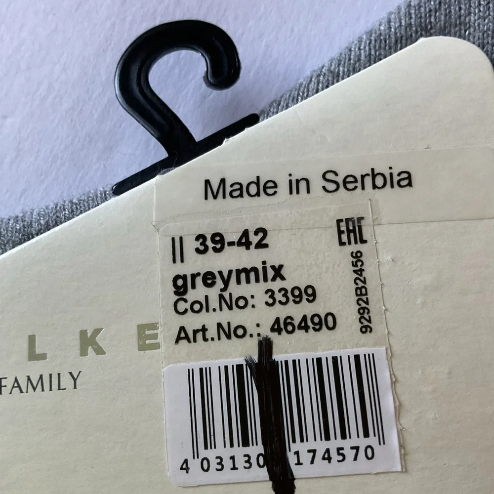 FALKE FAMILY WE CARE COTTON ANKLE SOCKS GREY 39-42 MEDIUM/LARGE 8-10.5 NWT